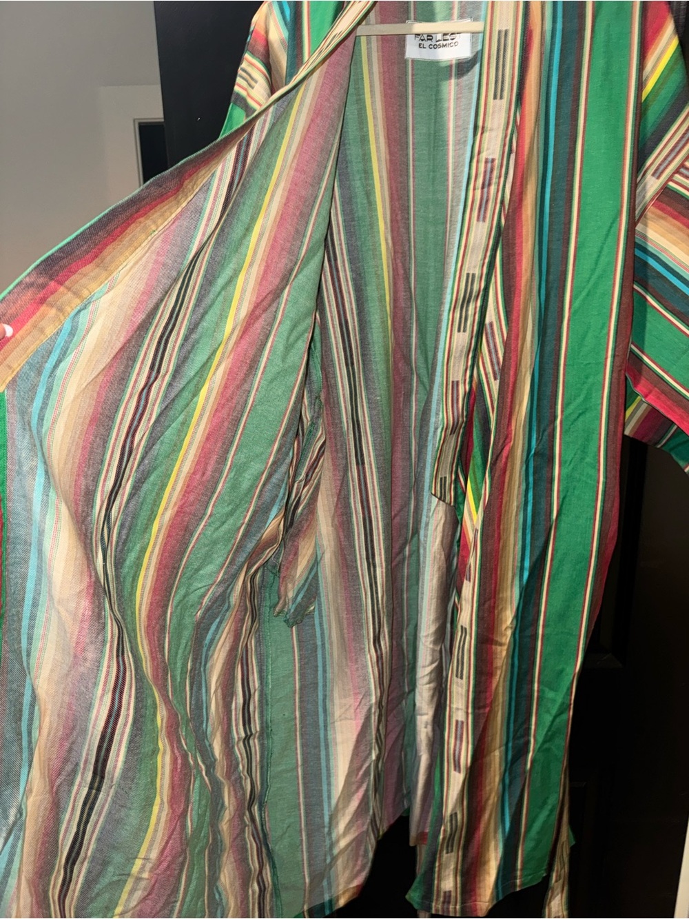 Striped Green Multi-Color Kimono Robe - Picture 9 of 9